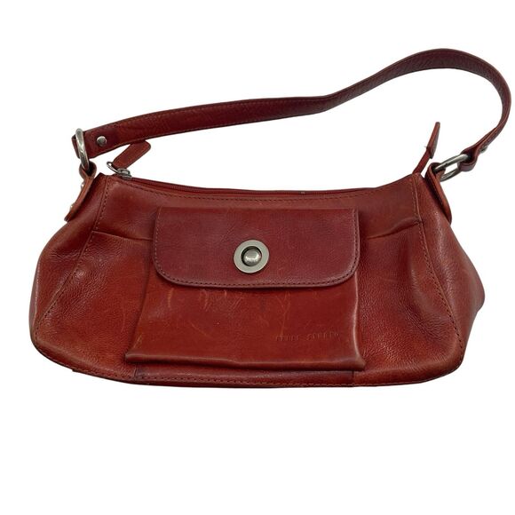 Wilson’s Leather Pelle Studios Red Genuine Leather Shoulder Bag Hobo Stiff Y2K - Picture 1 of 16